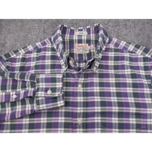 J Crew Shirt Mens Slim Small Purple Plaid Broken-In Oxford Cloth Button Down